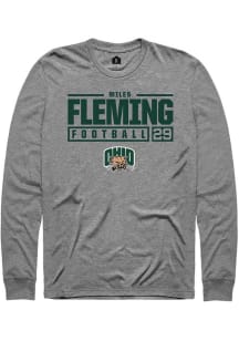 Miles Fleming  Ohio Bobcats Graphite Rally NIL Stacked Box Long Sleeve T Shirt