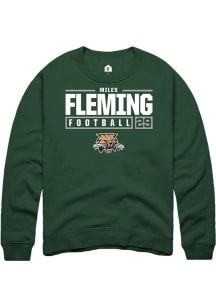 Miles Fleming  Rally Ohio Bobcats Mens Green NIL Stacked Box Long Sleeve Crew Sweatshirt