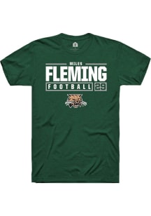 Miles Fleming  Ohio Bobcats Green Rally NIL Stacked Box Short Sleeve T Shirt