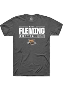 Miles Fleming  Ohio Bobcats Dark Grey Rally NIL Stacked Box Short Sleeve T Shirt