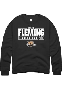 Miles Fleming  Rally Ohio Bobcats Mens Black NIL Stacked Box Long Sleeve Crew Sweatshirt