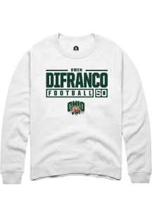 Owen DiFranco  Rally Ohio Bobcats Mens White NIL Stacked Box Long Sleeve Crew Sweatshirt