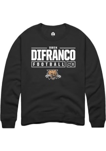 Owen DiFranco  Rally Ohio Bobcats Mens Black NIL Stacked Box Long Sleeve Crew Sweatshirt