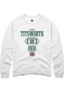 Parker Titsworth  Rally Ohio Bobcats Mens White NIL Sport Icon Long Sleeve Crew Sweatshirt