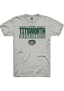 Parker Titsworth  Ohio Bobcats Ash Rally NIL Stacked Box Short Sleeve T Shirt