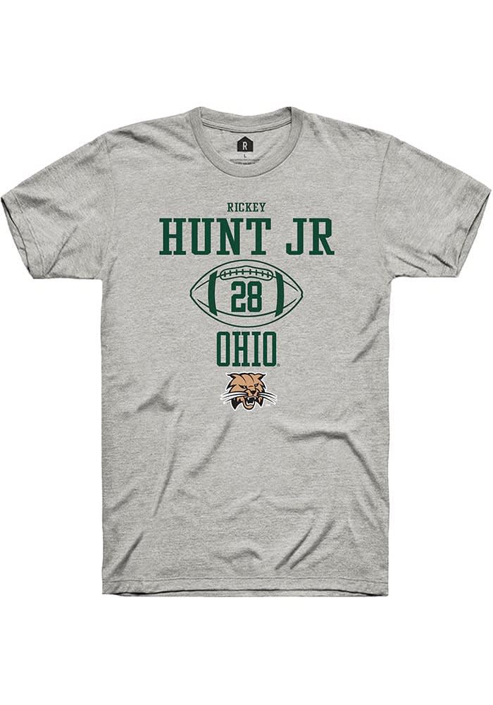 Rickey Hunt Jr  Ohio Bobcats Ash Rally NIL Sport Icon Short Sleeve T Shirt