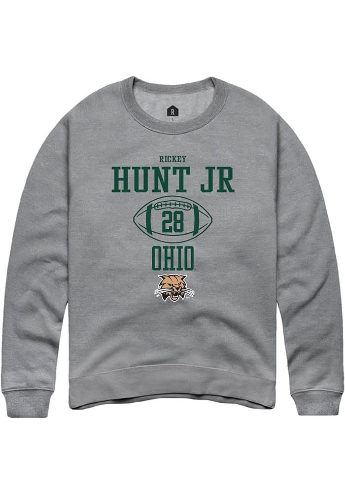 Rickey Hunt Jr  Rally Ohio Bobcats Mens Graphite NIL Sport Icon Long Sleeve Crew Sweatshirt