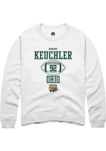 Robert Keuchler  Rally Ohio Bobcats Mens White NIL Sport Icon Long Sleeve Crew Sweatshirt