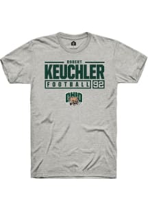 Robert Keuchler  Ohio Bobcats Ash Rally NIL Stacked Box Short Sleeve T Shirt