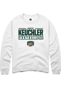 Robert Keuchler  Rally Ohio Bobcats Mens White NIL Stacked Box Long Sleeve Crew Sweatshirt