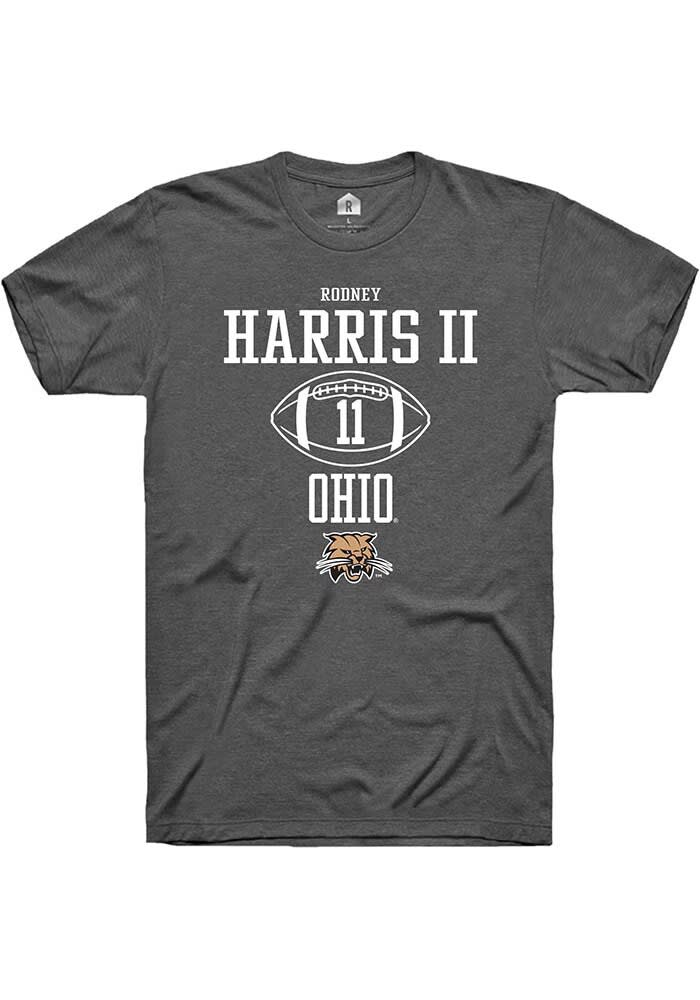 Rodney Harris II  Ohio Bobcats Dark Grey Rally NIL Sport Icon Short Sleeve T Shirt