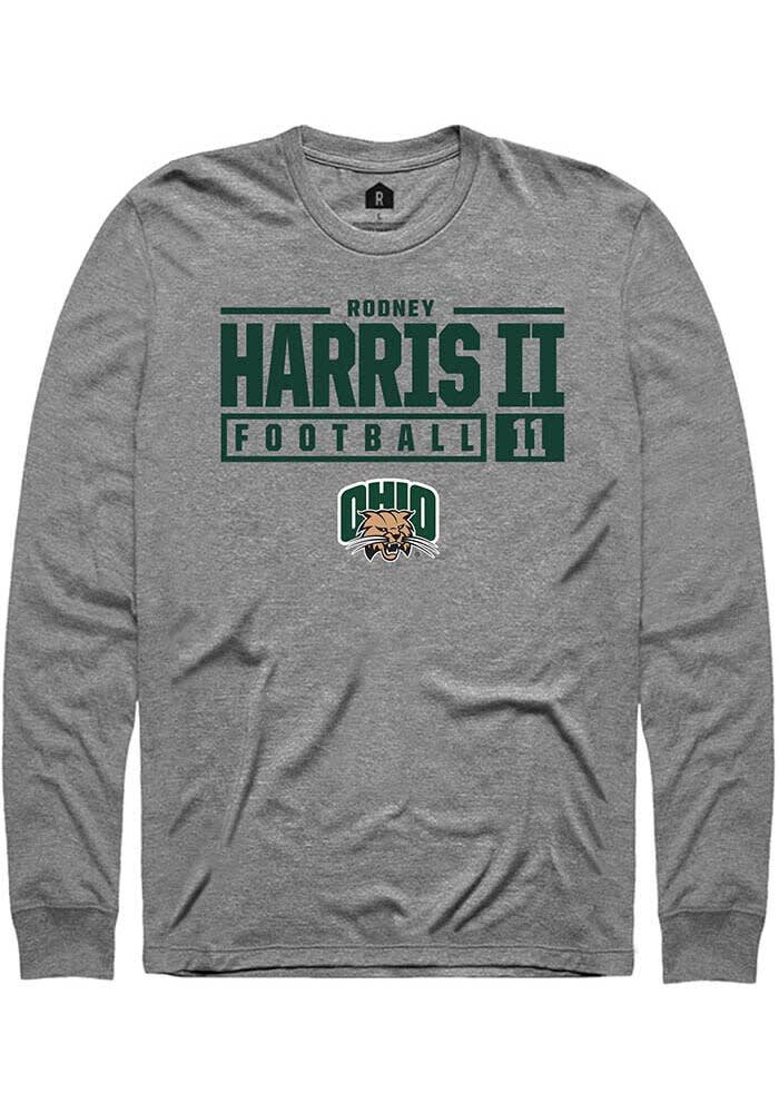 Rodney Harris II  Ohio Bobcats Graphite Rally NIL Stacked Box Long Sleeve T Shirt
