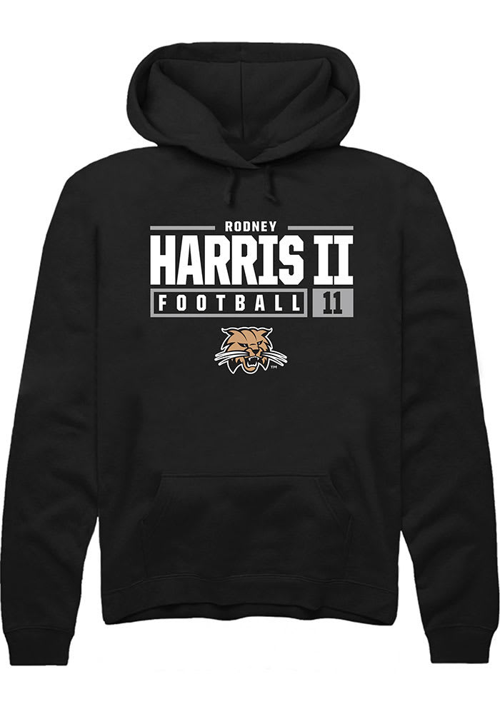 Rodney Harris II Rally Ohio Bobcats Mens NIL Stacked Box Long Sleeve Hoodie