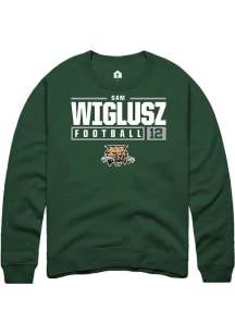 Sam Wiglusz  Rally Ohio Bobcats Mens Green NIL Stacked Box Long Sleeve Crew Sweatshirt