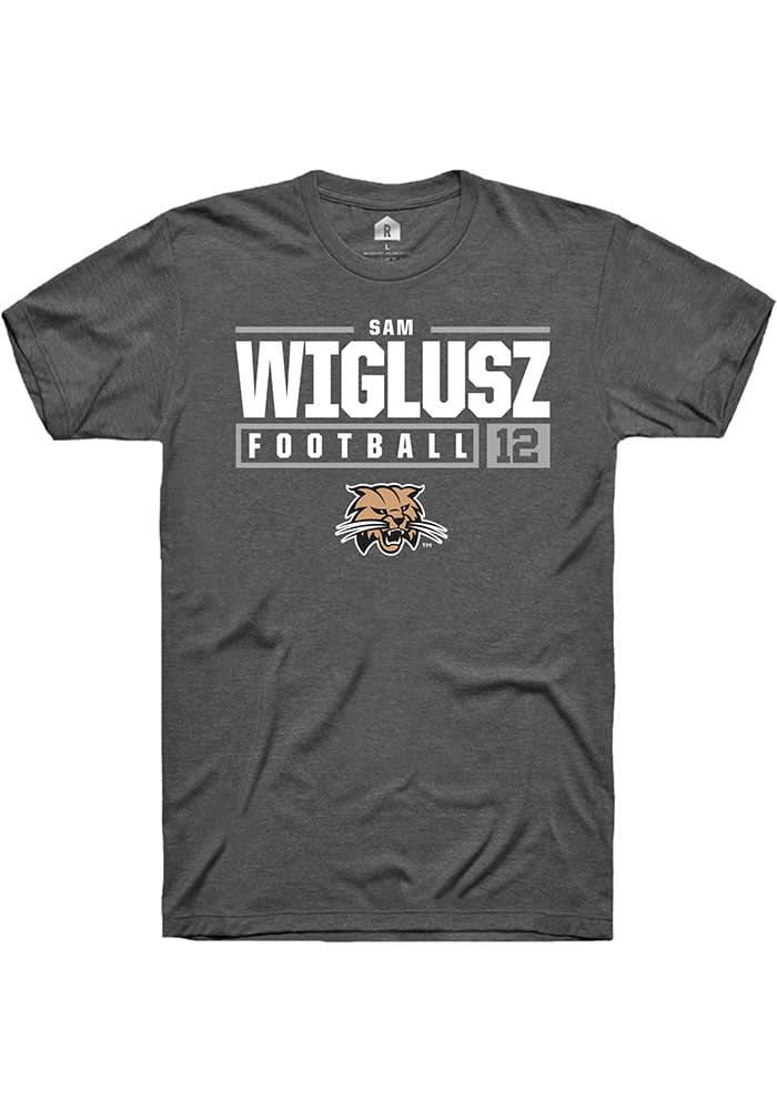 Sam Wiglusz  Ohio Bobcats Dark Grey Rally NIL Stacked Box Short Sleeve T Shirt