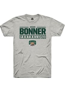 Shane Bonner  Ohio Bobcats Ash Rally NIL Stacked Box Short Sleeve T Shirt