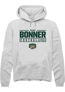 Shane Bonner  Rally Ohio Bobcats Mens White NIL Stacked Box Long Sleeve Hoodie