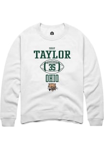 Shay Taylor  Rally Ohio Bobcats Mens White NIL Sport Icon Long Sleeve Crew Sweatshirt