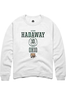 Aidan Hadaway  Rally Ohio Bobcats Mens White NIL Sport Icon Long Sleeve Crew Sweatshirt