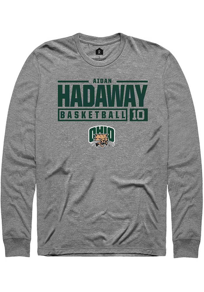 Aidan Hadaway  Ohio Bobcats Graphite Rally NIL Stacked Box Long Sleeve T Shirt