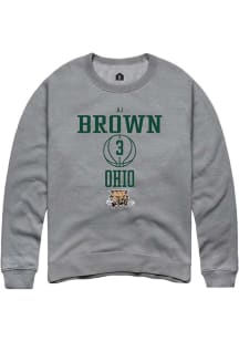AJ Brown  Rally Ohio Bobcats Mens Grey NIL Sport Icon Long Sleeve Crew Sweatshirt