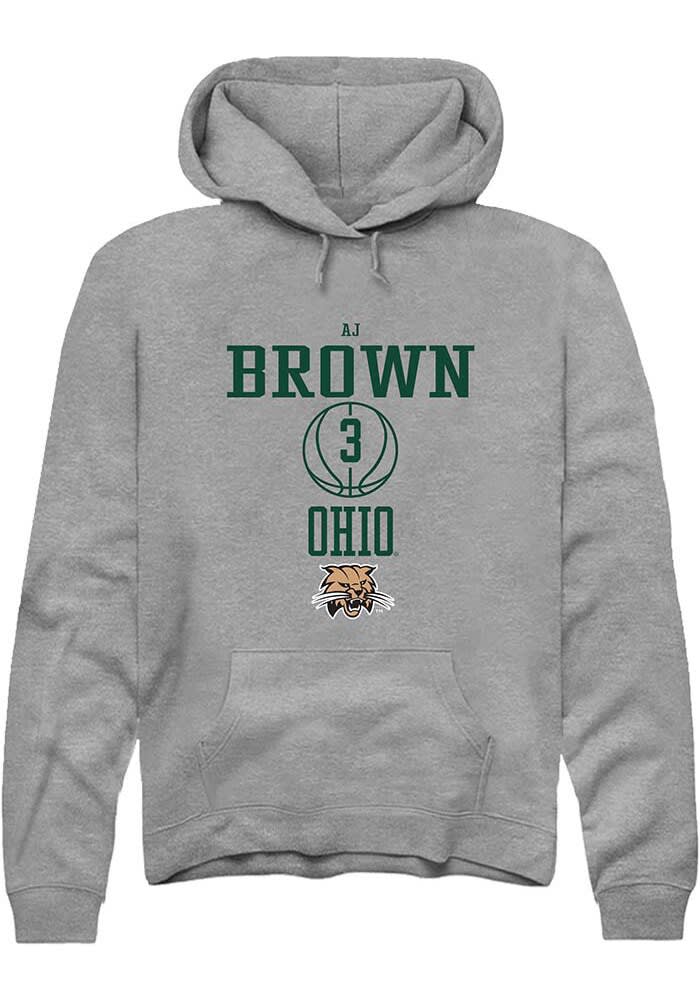 AJ Brown  Rally Ohio Bobcats Mens Graphite NIL Sport Icon Long Sleeve Hoodie