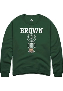 AJ Brown  Rally Ohio Bobcats Mens Green NIL Sport Icon Long Sleeve Crew Sweatshirt