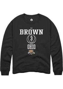 AJ Brown  Rally Ohio Bobcats Mens Black NIL Sport Icon Long Sleeve Crew Sweatshirt