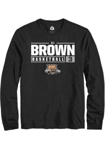 AJ Brown  Ohio Bobcats Black Rally NIL Stacked Box Long Sleeve T Shirt