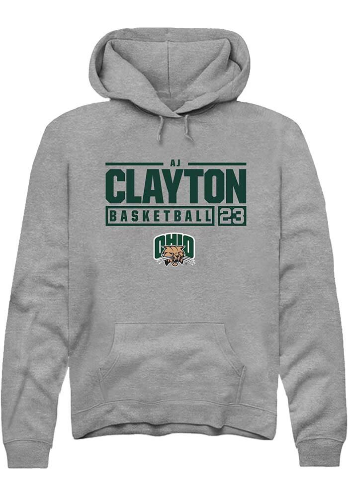 AJ Clayton  Rally Ohio Bobcats Mens Graphite NIL Stacked Box Long Sleeve Hoodie