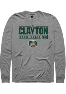 AJ Clayton  Ohio Bobcats Graphite Rally NIL Stacked Box Long Sleeve T Shirt