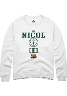 Ben Nicol  Rally Ohio Bobcats Mens White NIL Sport Icon Long Sleeve Crew Sweatshirt