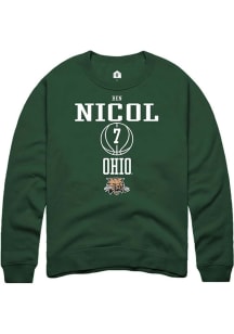 Ben Nicol  Rally Ohio Bobcats Mens Green NIL Sport Icon Long Sleeve Crew Sweatshirt