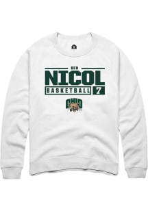 Ben Nicol  Rally Ohio Bobcats Mens White NIL Stacked Box Long Sleeve Crew Sweatshirt