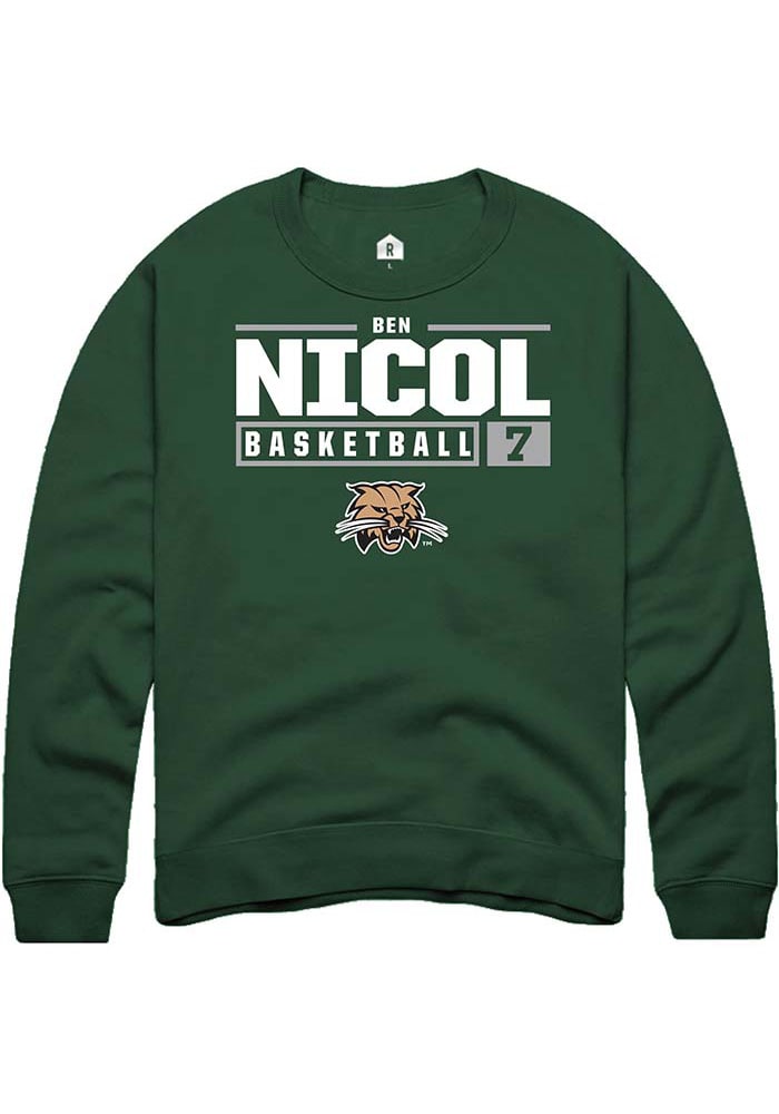 Ben Nicol Rally Ohio Bobcats Mens NIL Stacked Box Long Sleeve Crew Sweatshirt