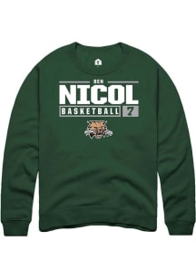 Ben Nicol  Rally Ohio Bobcats Mens Green NIL Stacked Box Long Sleeve Crew Sweatshirt