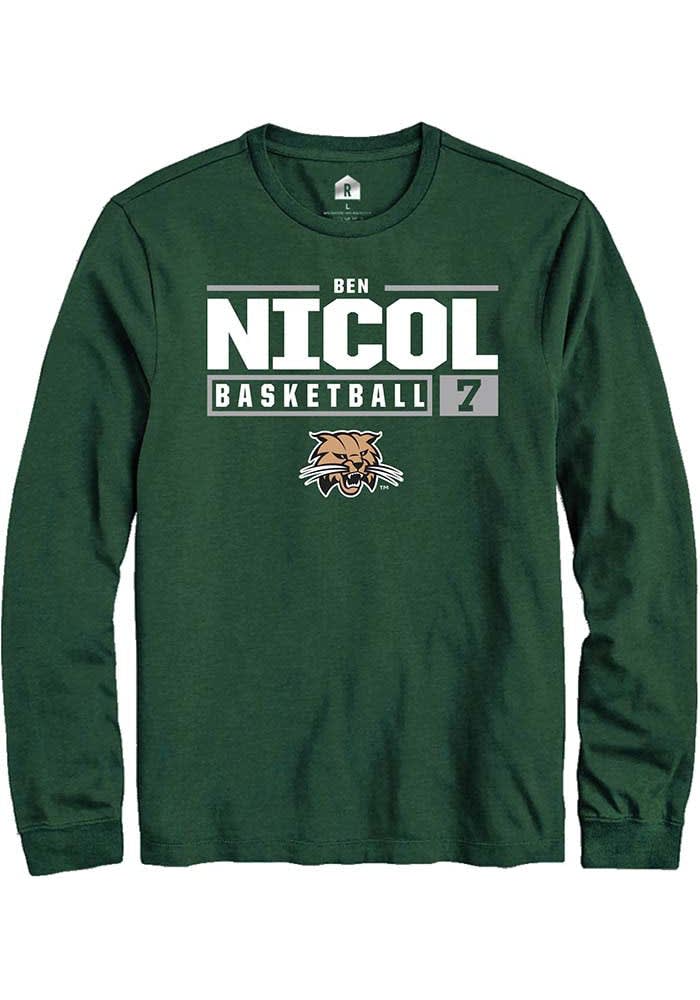 Ben Nicol Ohio Bobcats Rally NIL Stacked Box Long Sleeve T Shirt