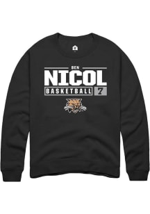 Ben Nicol  Rally Ohio Bobcats Mens Black NIL Stacked Box Long Sleeve Crew Sweatshirt