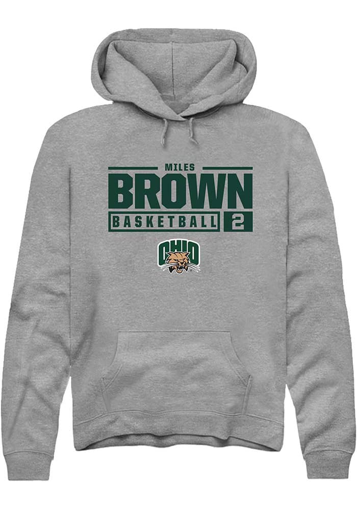 Miles Brown  Rally Ohio Bobcats Mens Graphite NIL Stacked Box Long Sleeve Hoodie