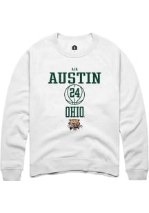 Aja Austin  Rally Ohio Bobcats Mens White NIL Sport Icon Long Sleeve Crew Sweatshirt