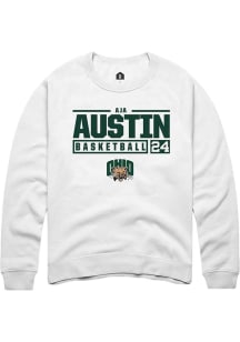 Aja Austin  Rally Ohio Bobcats Mens White NIL Stacked Box Long Sleeve Crew Sweatshirt