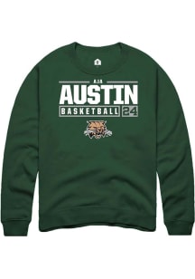 Aja Austin  Rally Ohio Bobcats Mens Green NIL Stacked Box Long Sleeve Crew Sweatshirt