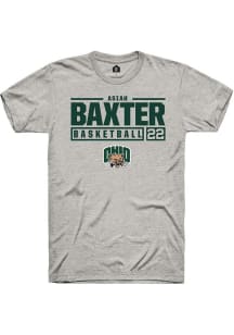 Asiah Baxter  Ohio Bobcats Ash Rally NIL Stacked Box Short Sleeve T Shirt