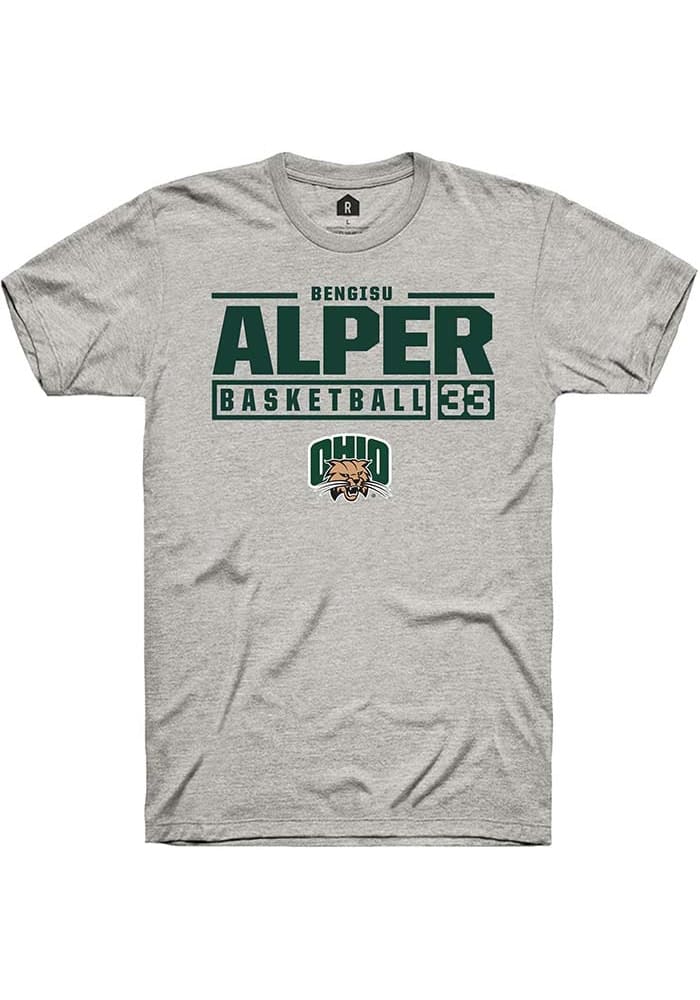 Bengisu Alper  Ohio Bobcats Ash Rally NIL Stacked Box Short Sleeve T Shirt