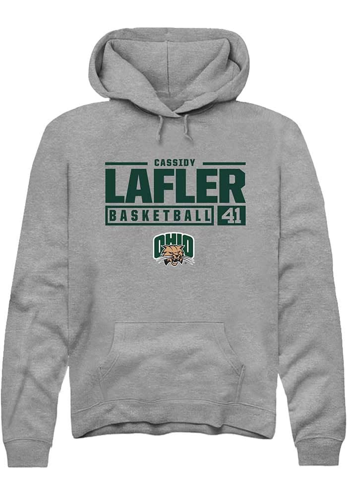 Cassidy Lafler  Rally Ohio Bobcats Mens Graphite NIL Stacked Box Long Sleeve Hoodie