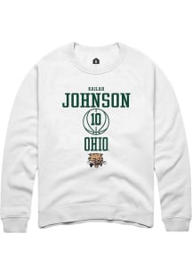 Kailah Johnson  Rally Ohio Bobcats Mens White NIL Sport Icon Long Sleeve Crew Sweatshirt