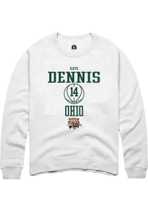 Kate Dennis  Rally Ohio Bobcats Mens White NIL Sport Icon Long Sleeve Crew Sweatshirt