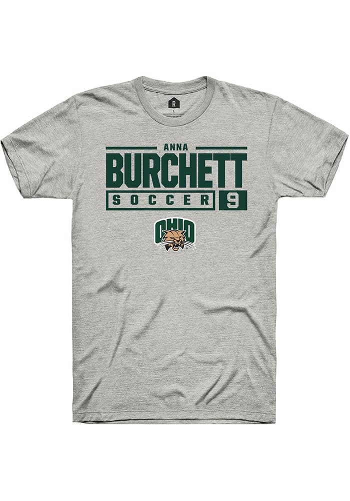 Anna Burchett  Ohio Bobcats Ash Rally NIL Stacked Box Short Sleeve T Shirt