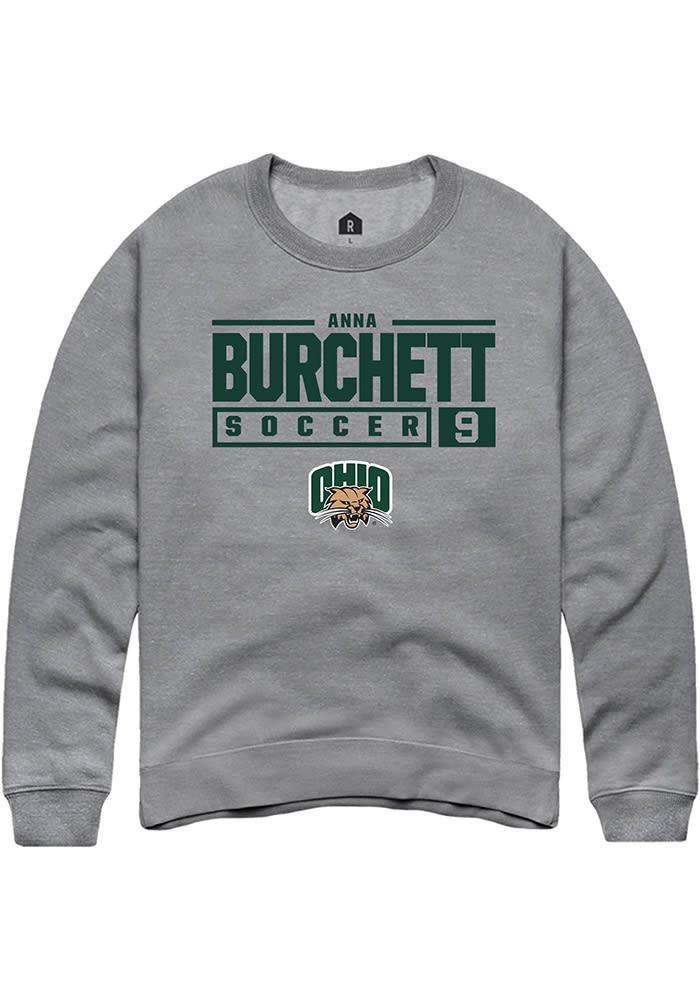 Anna Burchett  Rally Ohio Bobcats Mens Graphite NIL Stacked Box Long Sleeve Crew Sweatshirt