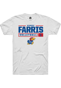 Kennedy Farris  Kansas Jayhawks White Rally NIL Stacked Box Short Sleeve T Shirt
